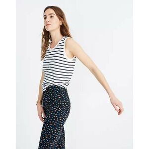 Madewell Large Shirt Whisper Cotton Crewneck Muscle Tank in Baker Stripe Top